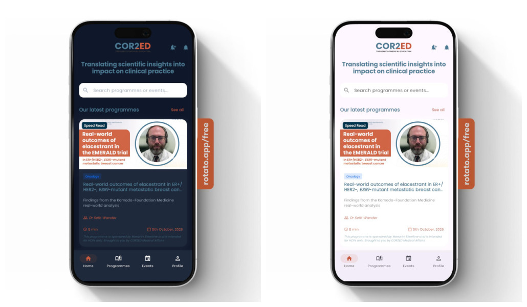 Interfaz móvil de Medical Education App
