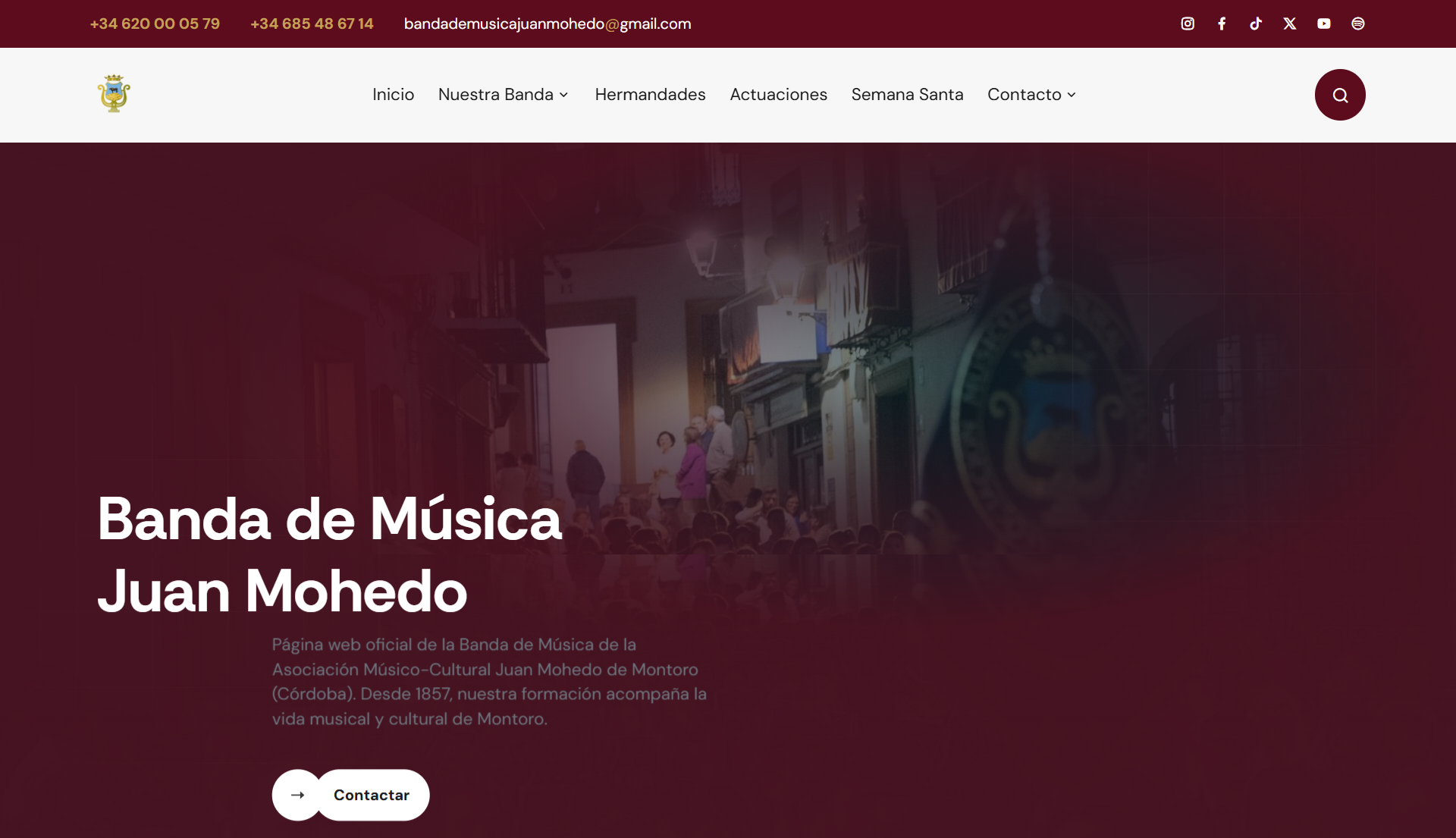 Interfaz conceptual de la web Banda Juan Mohedo