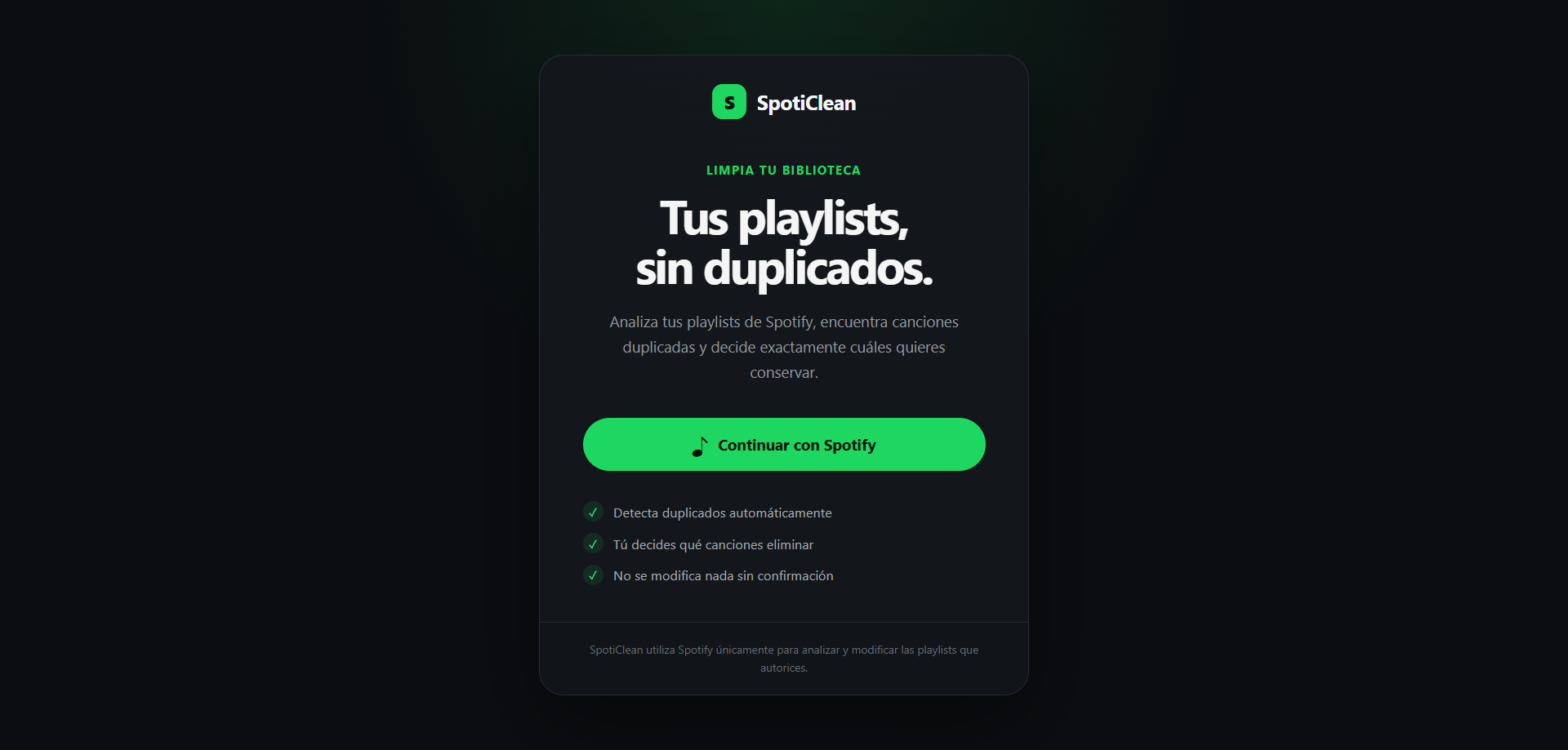 Vista conceptual de la pantalla de inicio de sesión en SpotiClean